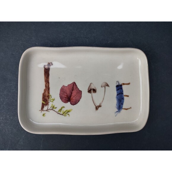 JULISKA Ceramics Rectangular "Love" Plate- FOREST WALK - Picture 1 of 7
